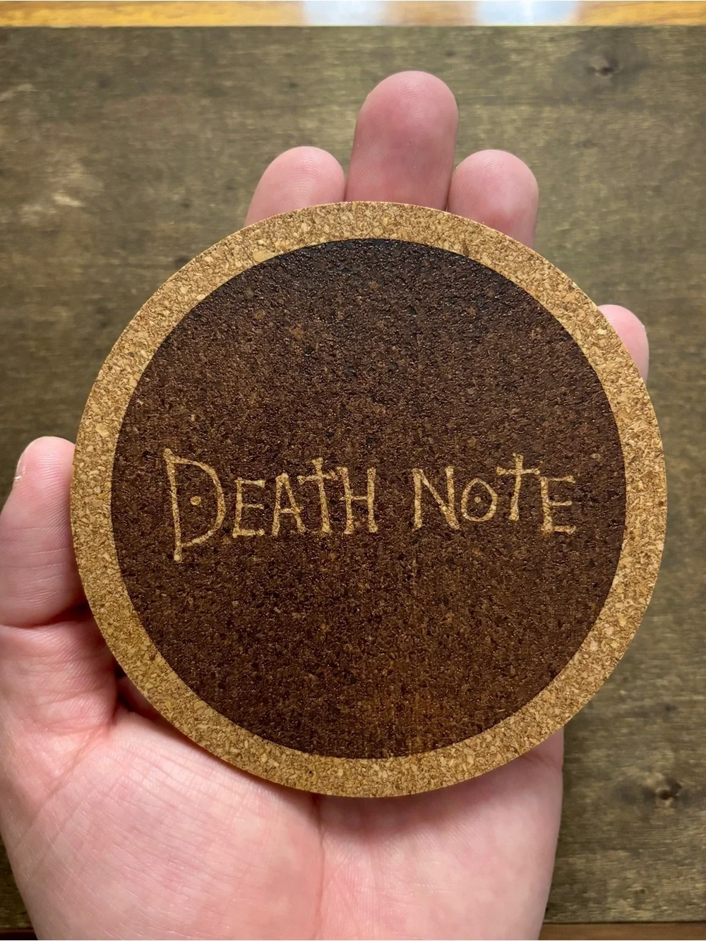 Death Note Logo Laser Engraved Cork Coaster